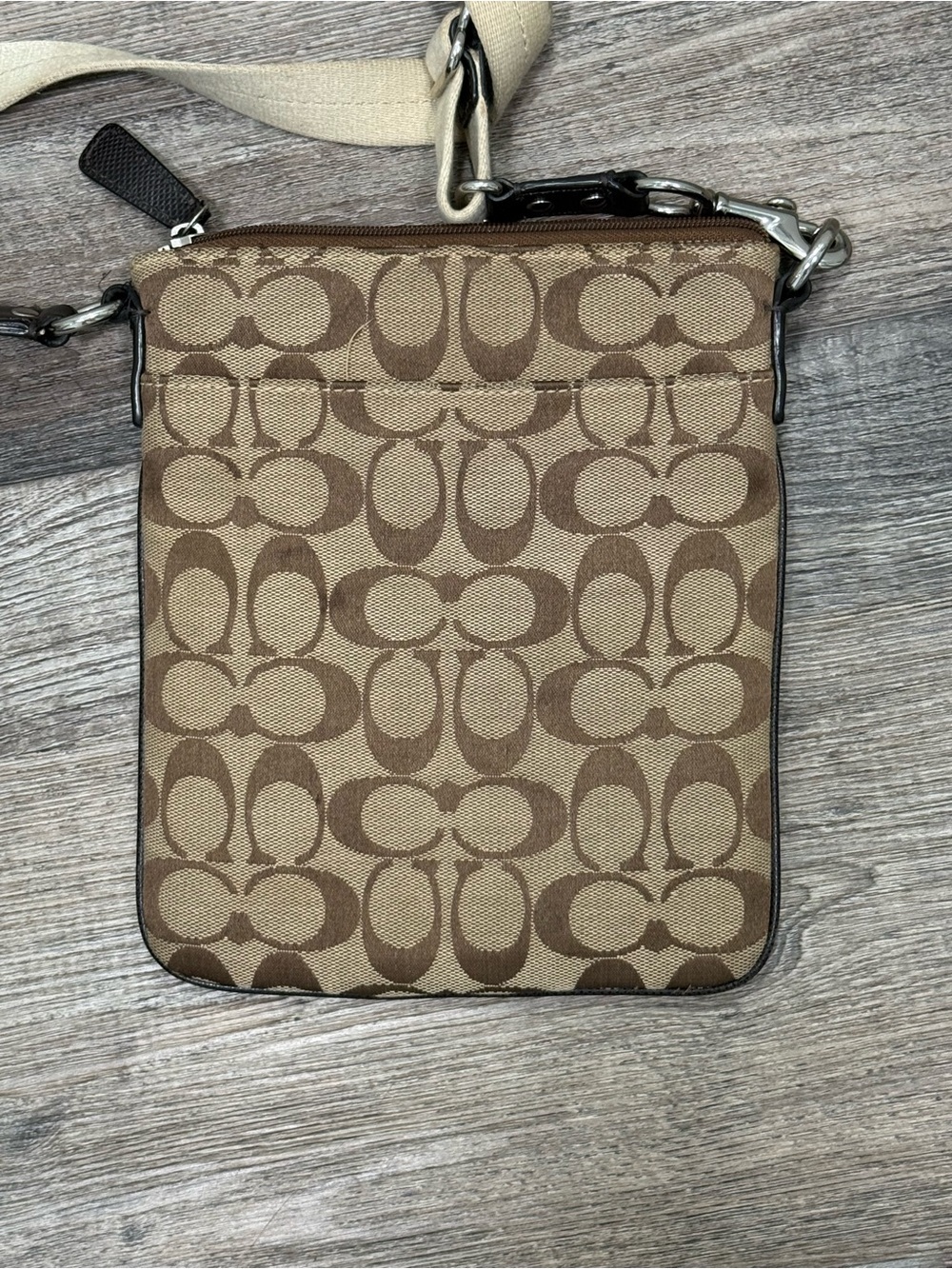 Coach Signature Canvas File Bag Crossbody Swingpack Black Brown - Picture 4 of 12